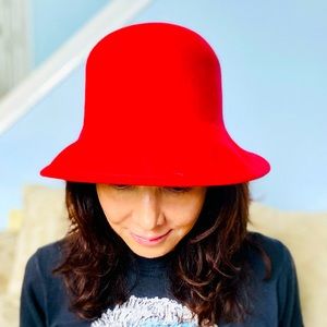SOLD!!! 1980’s Crimson Red Wool Blend Hat. Size 8”